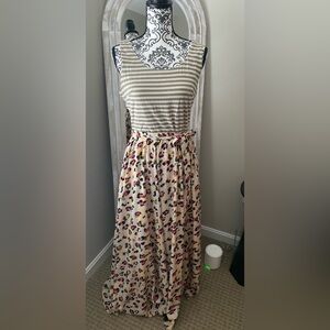 Cato Striped and Leopard Print Maxi Dress size medium
